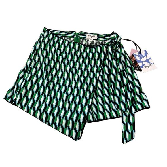 DVF X Target Side Wrap Arrow Geo Green Mini Skort Skirt - Picture 6 of 8